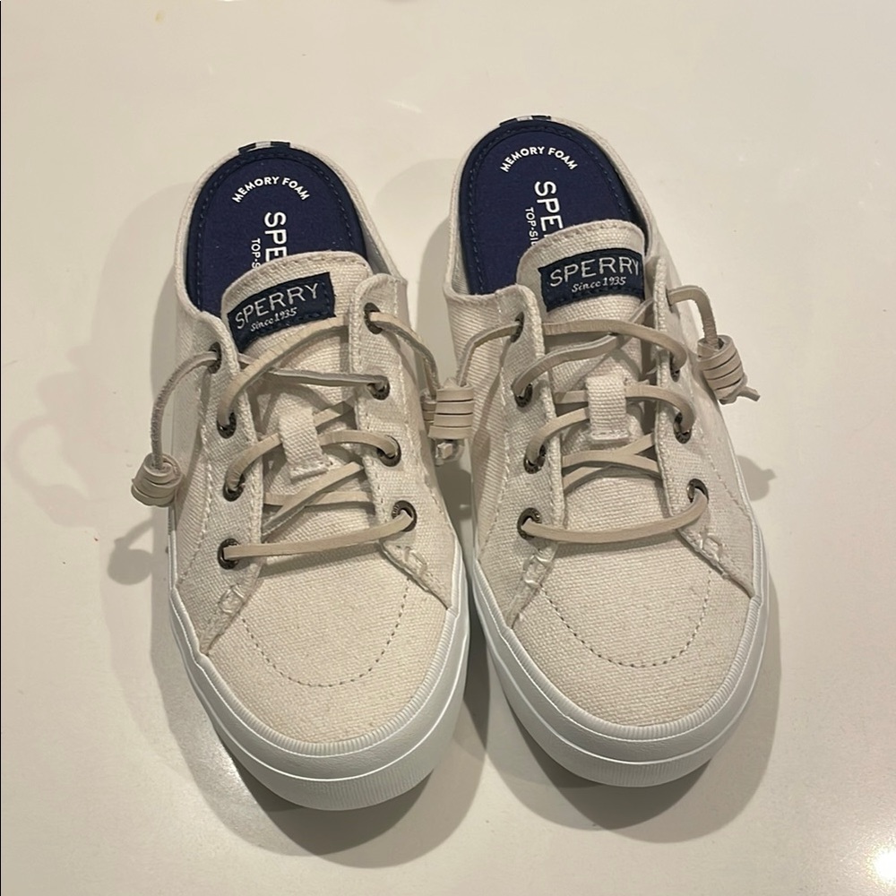 NEW Sperry Top-Sider Women's Off White Canvas Slip-On Shoes Size 6